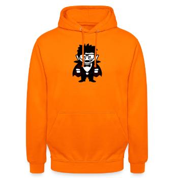 Lustiger Nerd Vampir mit Brille und Fliege - Unisex Hoodie - Orange - Vorne - AI Model Male 185 light (185cm) & AI Model Female 180 light (180cm)