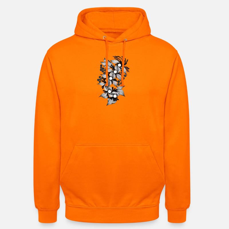 Spirale de fleurs noires et blanches - Sweat-shirt à capuche unisexe - orange
