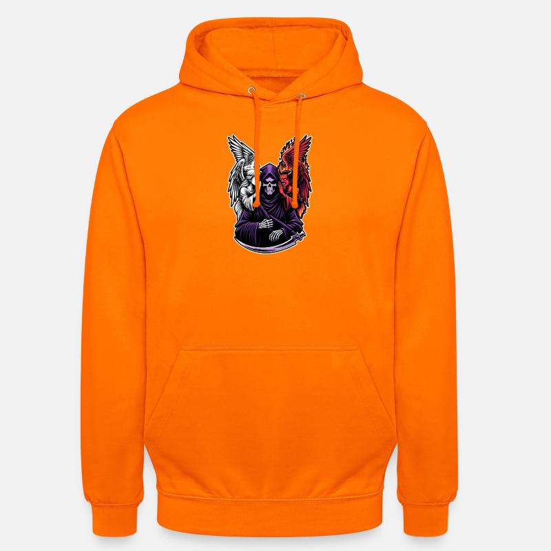 Sensenmann mit Engel und Dämon - Unisex Hoodie - Orange
