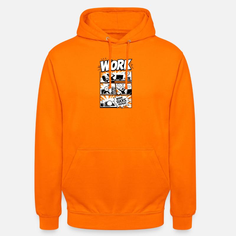 Work Sucks Repeat Comic - Unisex Hoodie - orange