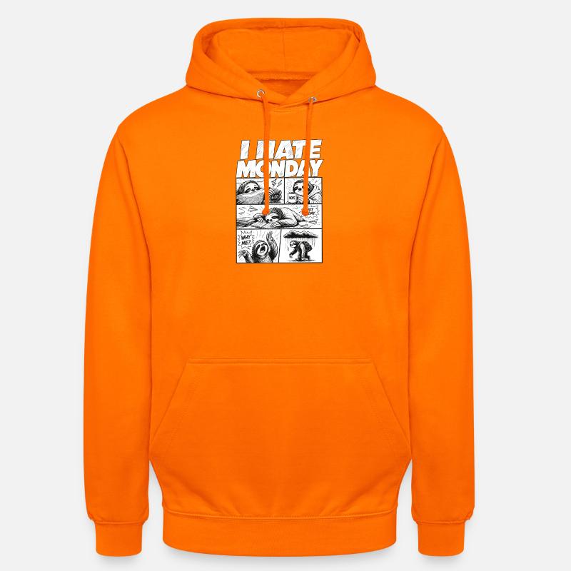 I Hate Monday Sloth Comic - Unisex Hoodie - orange