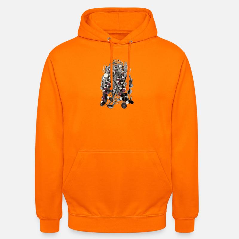 Tissus botaniques à points monochromes - Sweat-shirt à capuche unisexe - orange