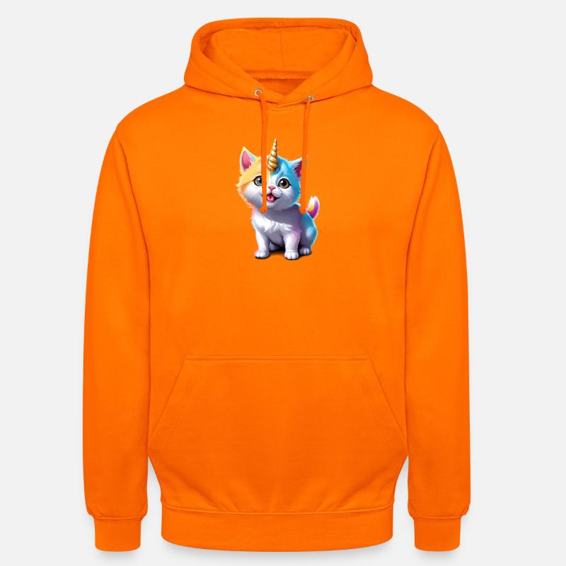 Chaton licorne - Sweat-shirt à capuche unisexe - orange