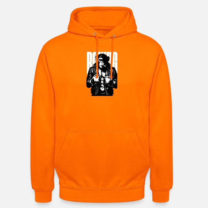 Monkey Boxer Rebel Monkey in Leder-Boxjacke - Unisex Hoodie - Orange