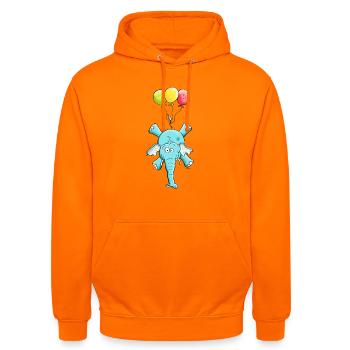 Elefant mit Ballons - Unisex Hoodie - Orange - Vorne - AI Model Male 185 light (185cm) & AI Model Female 180 light (180cm)