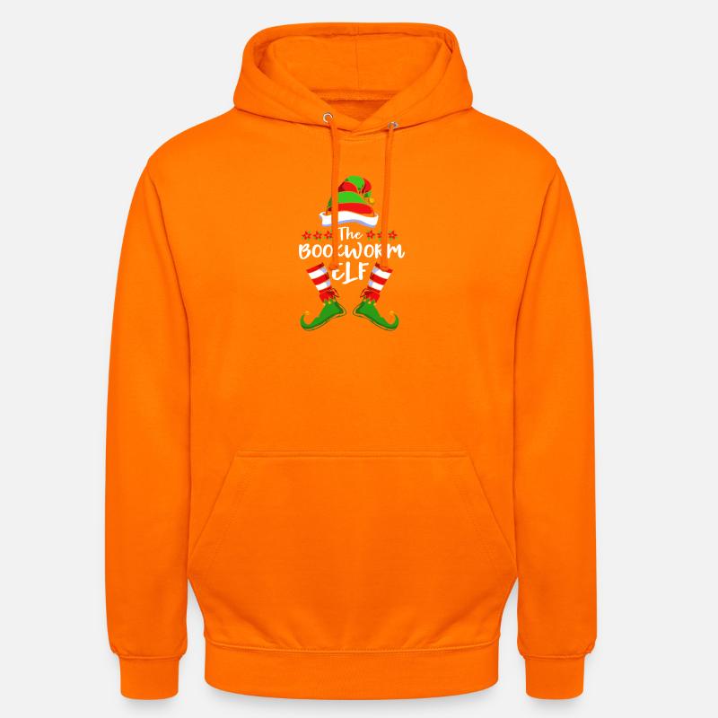 Elfe Elf Weihnachtsgeschenk Bücher Lesen - Unisex Hoodie - Orange