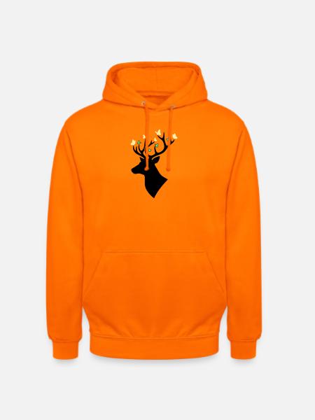 Hirschkopf Schmetterling Bunt - Unisex Hoodie - Orange