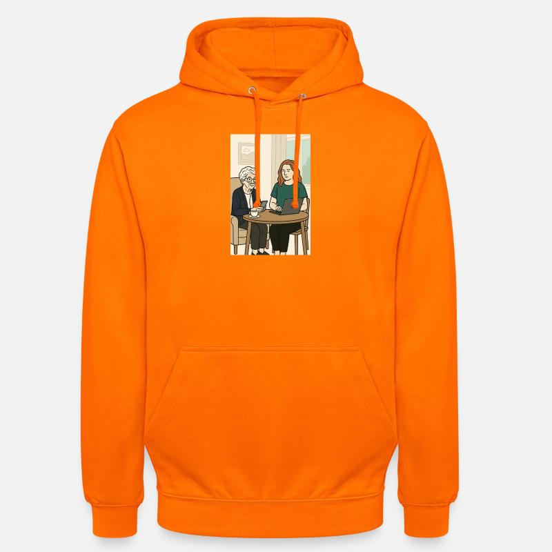 Generationen am Tisch mit Technik - Unisex Hoodie - Orange