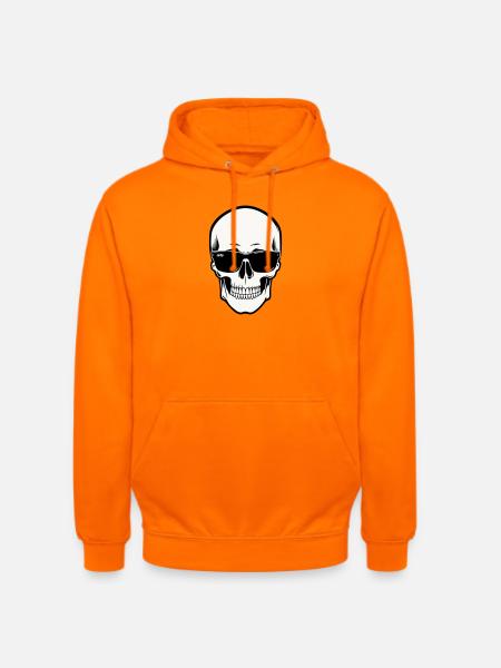 Skeleton with Sunglasses in Monochrome - Unisex Hoodie - orange