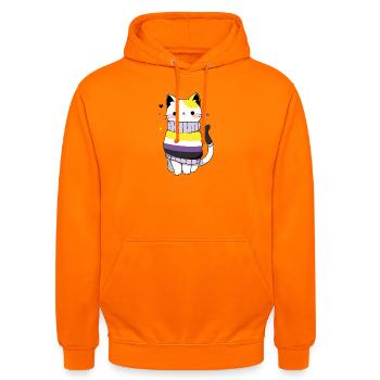 Nonbinary Cat CSD queer pride month LGBT queer - Unisex Hoodie - orange - Front - AI Model Male 185 light (185cm) & AI Model Female 180 light (180cm)