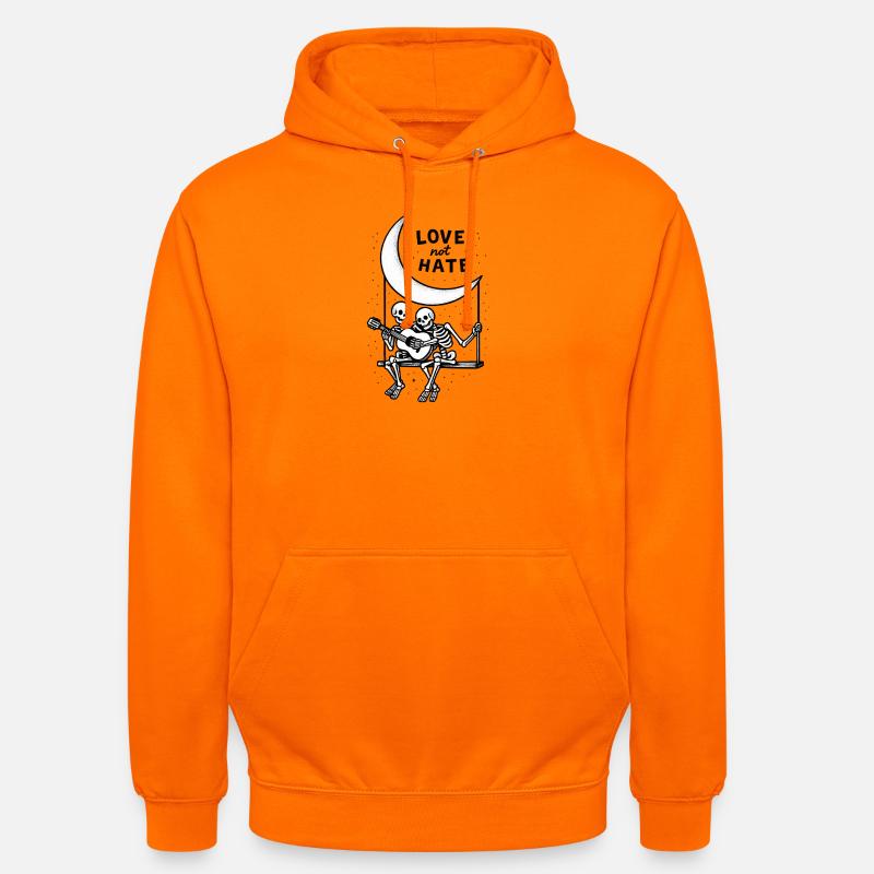 Love Not Hate Skeleton Moon Design - Sweat-shirt à capuche unisexe - orange