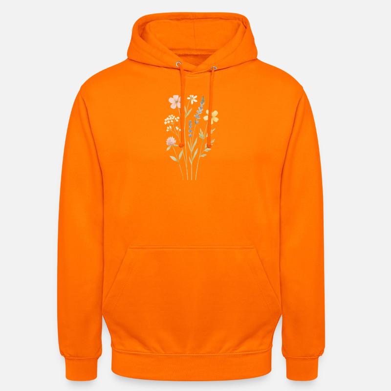 Prairie aquarelle de fleurs sauvages - Sweat-shirt à capuche unisexe - orange