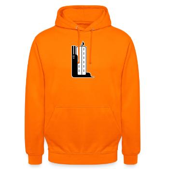 Block Snail - Unisex Hoodie - Orange - Vorne - AI Model Male 185 light (185cm) & AI Model Female 180 light (180cm)