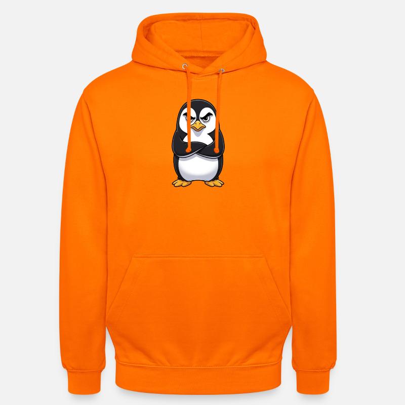 Grumpy Pinguin Cartoon sauer mürrisch genervt - Sweat-shirt à capuche unisexe - orange