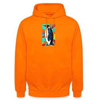 penguin - Unisex Hoodie - orange - Front - AI Model Male 185 light (185cm) & AI Model Female 180 light (180cm)