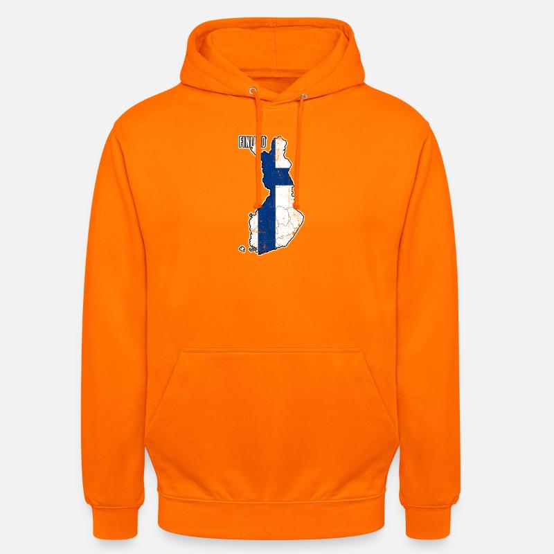 Silhouette de la carte du drapeau de la Finlande - Sweat-shirt à capuche unisexe - orange