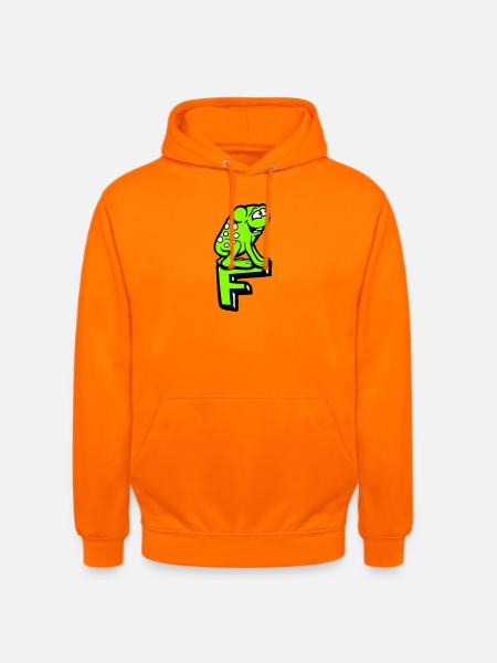 Letter F Frog Toad Name ABC Learning School - Unisex Hoodie - orange