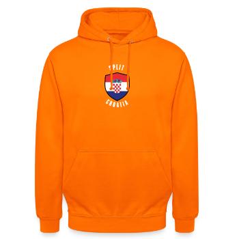 Geteilter Kroatien-Schild - Unisex Hoodie - Orange - Vorne - AI Model Male 185 light (185cm) & AI Model Female 180 light (180cm)