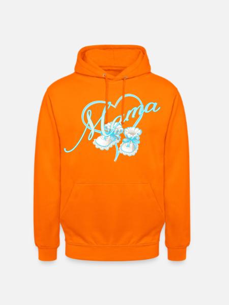 Mama mit Herz & Babyschuhe in Himmelblau - Unisex Hoodie - Orange