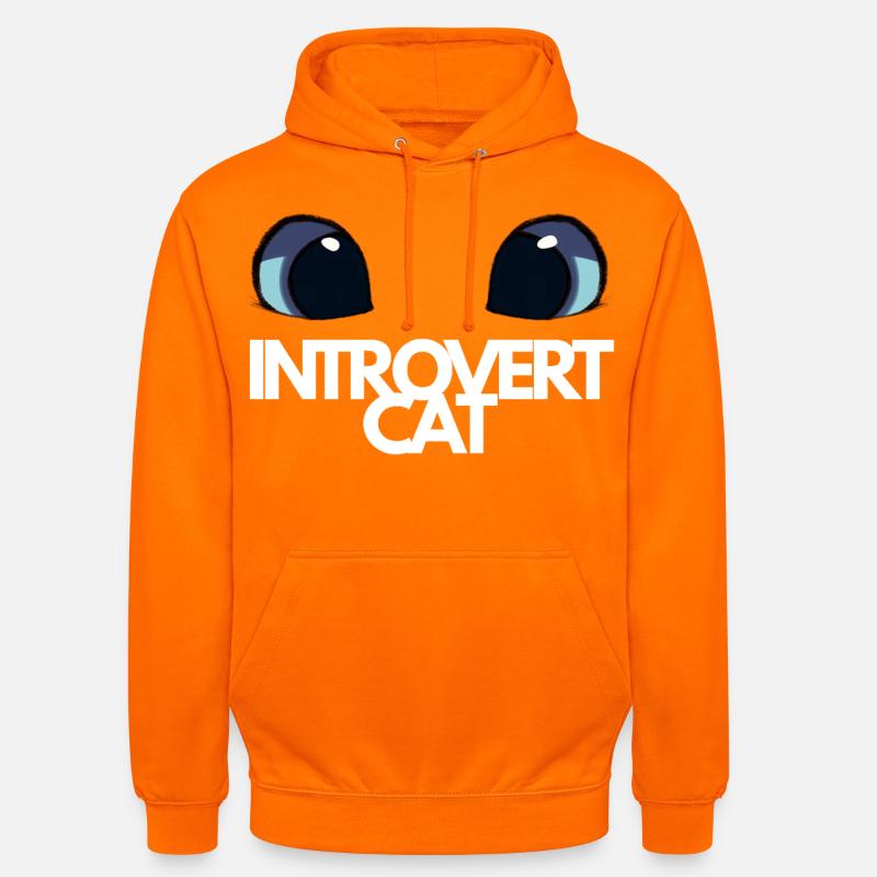 Chat Introvert Yeux Bleus - Sweat-shirt à capuche unisexe - orange