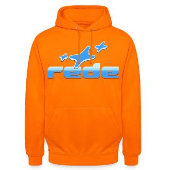 Frieden im Himmel: Flugzeug-Design - Unisex Hoodie - Orange - Vorne - AI Model Male 185 light (185cm) & AI Model Female 180 light (180cm)