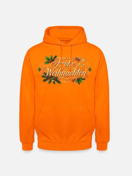 Frohe Weihnachten - Goldener Schriftzug - Unisex Hoodie - Orange