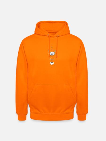 Lotus Mandala and Lunar Crescent - Unisex Hoodie - orange