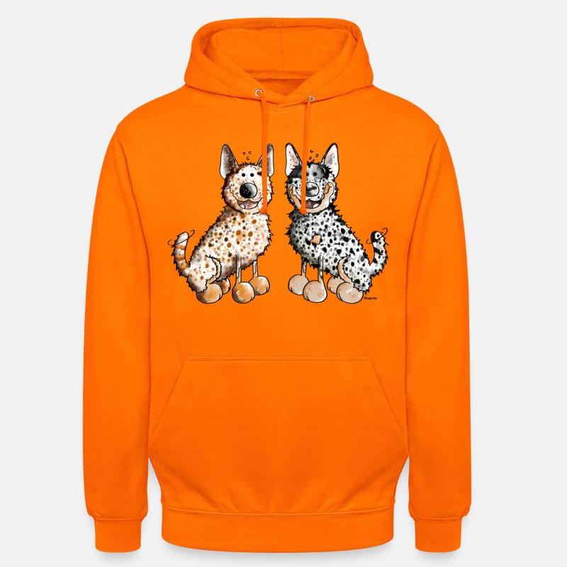 Deux Australian Cattle Dogs - Bouvier Australien - Sweat-shirt à capuche unisexe - orange