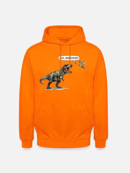 Ururururgrossvater T-Rex und Papagei - Evolution - Unisex Hoodie - Orange