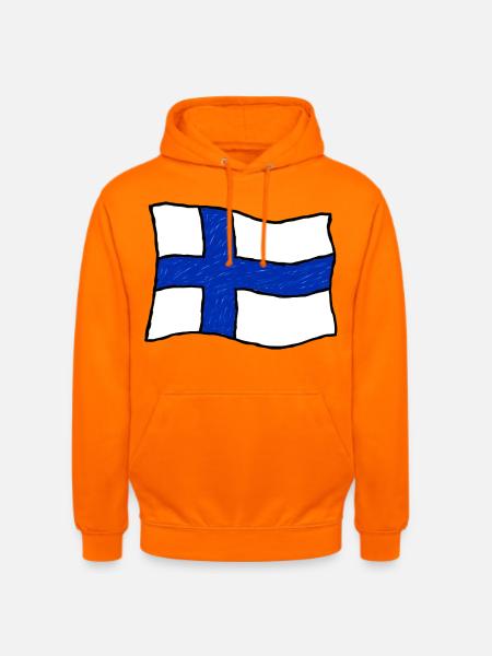 Handgezeichnete Finnlandflagge - Unisex Hoodie - Orange