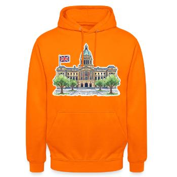 Birmingham Skyline Council House Victoria Sq Art - Unisex Hoodie - Orange - Vorne - AI Model Male 185 light (185cm) & AI Model Female 180 light (180cm)