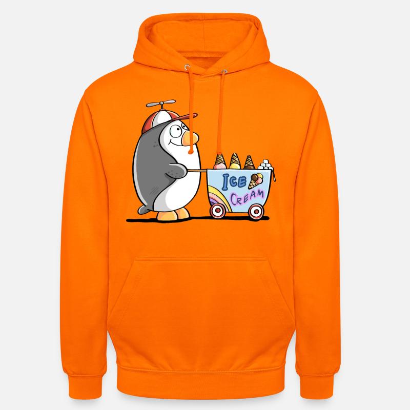 Pinguin Als Eisverkäufer - Eis - Sweat-shirt à capuche unisexe - orange
