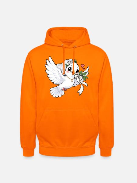 Hochzeitstaube Kawaii Style – Liebe & Hochzeit - Unisex Hoodie - Orange