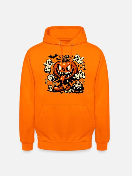Gruseliger Kürbis Geist Fledermaus Kostüm - Unisex Hoodie - Orange