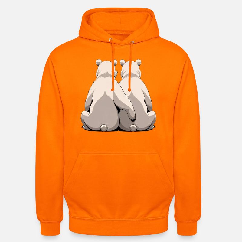 Deux ours blancs dos à dos - Sweat-shirt à capuche unisexe - orange