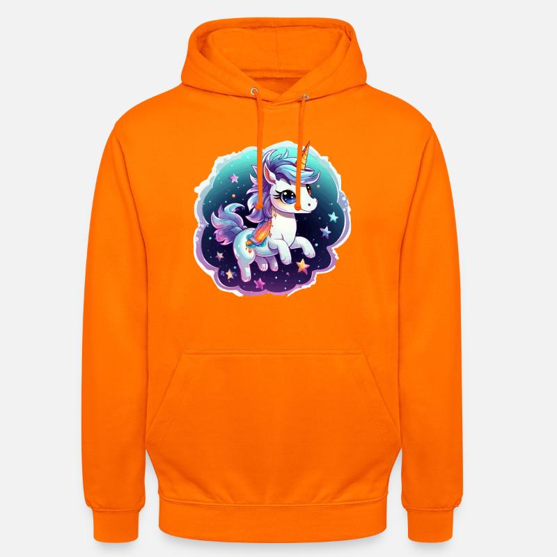 Kosmisches Einhorn mit Schal - Unisex Hoodie - Orange