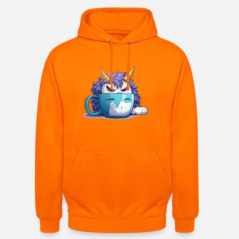 Grumpy monster in a coffee mug - Unisex Hoodie - orange