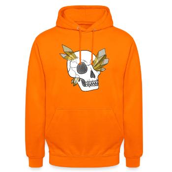 Crystal Skull - Human (by Leni Riosa) - Unisex Hoodie - orange - Front - AI Model Male 185 light (185cm) & AI Model Female 180 light (180cm)