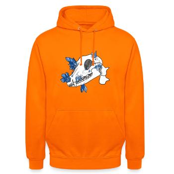 Crystal Skull - Canidae (by Leni Riosa) - Unisex Hoodie - orange - Front - AI Model Male 185 light (185cm) & AI Model Female 180 light (180cm)