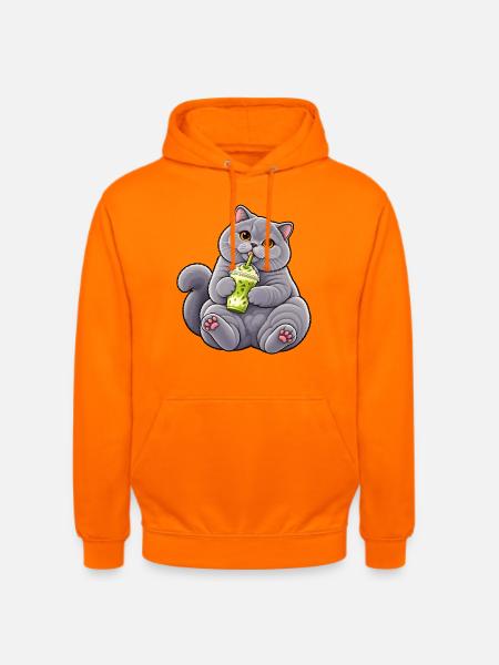 Britisch Kurzhaar mit Matcha Latte - Unisex Hoodie - Orange