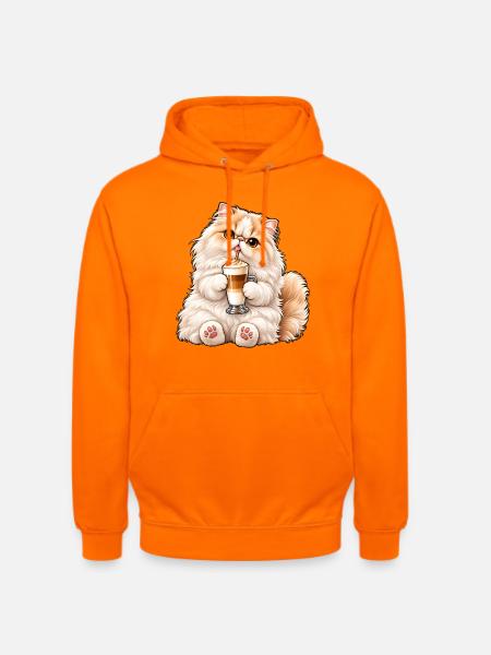 Süße Perserkatze mit Latte Macchiato - Unisex Hoodie - Orange