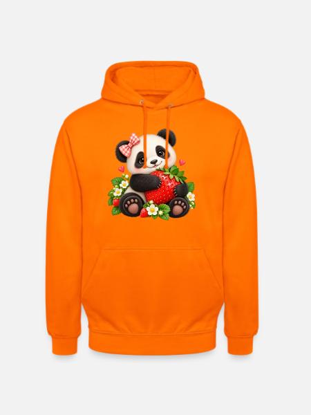 Süßer Panda mit Erdbeere - Unisex Hoodie - Orange