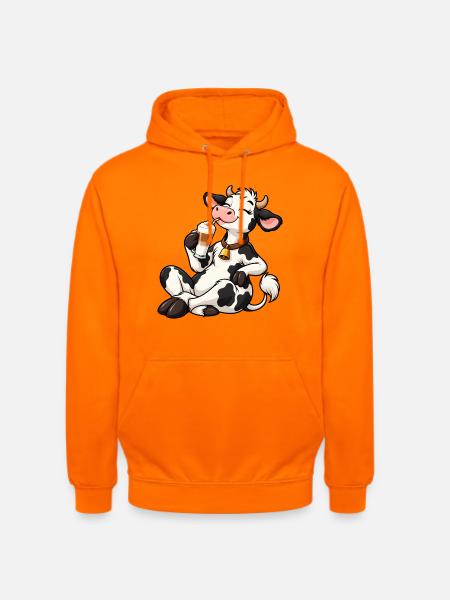 Süße Kuh mit Latte Macchiato - Unisex Hoodie - Orange