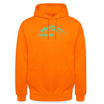Dolomiten Bergpanorama Illustration - Unisex Hoodie - Orange - Vorne - AI Model Male 185 light (185cm) & AI Model Female 180 light (180cm)