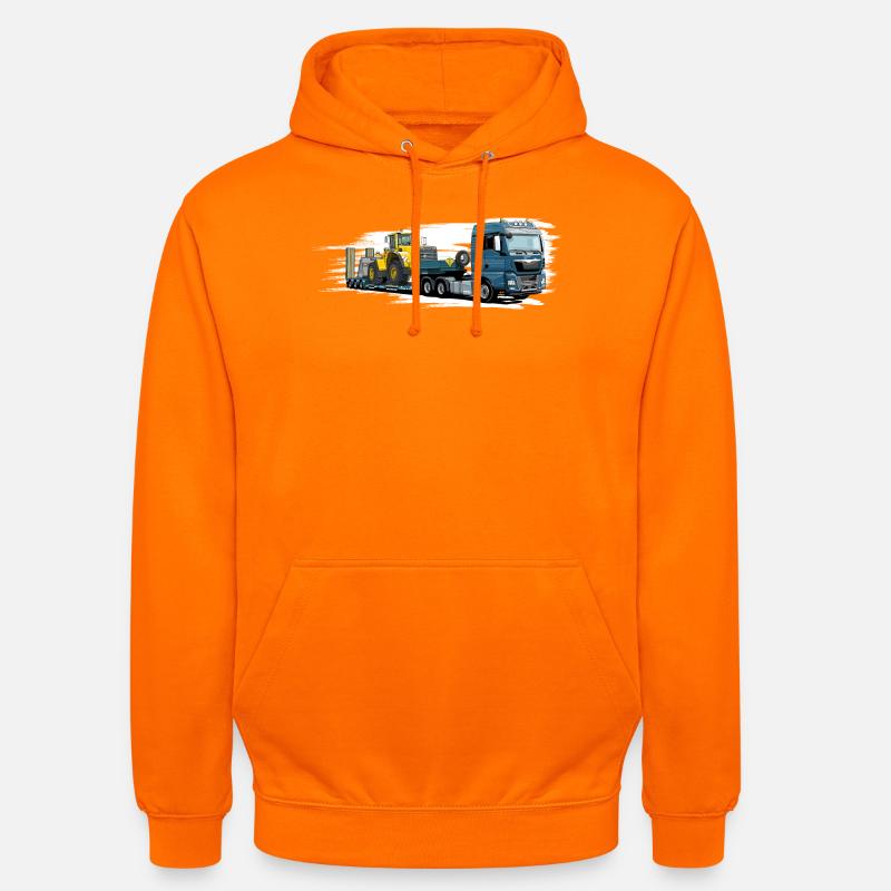 Low-loader with wheel loader - Unisex Hoodie - orange
