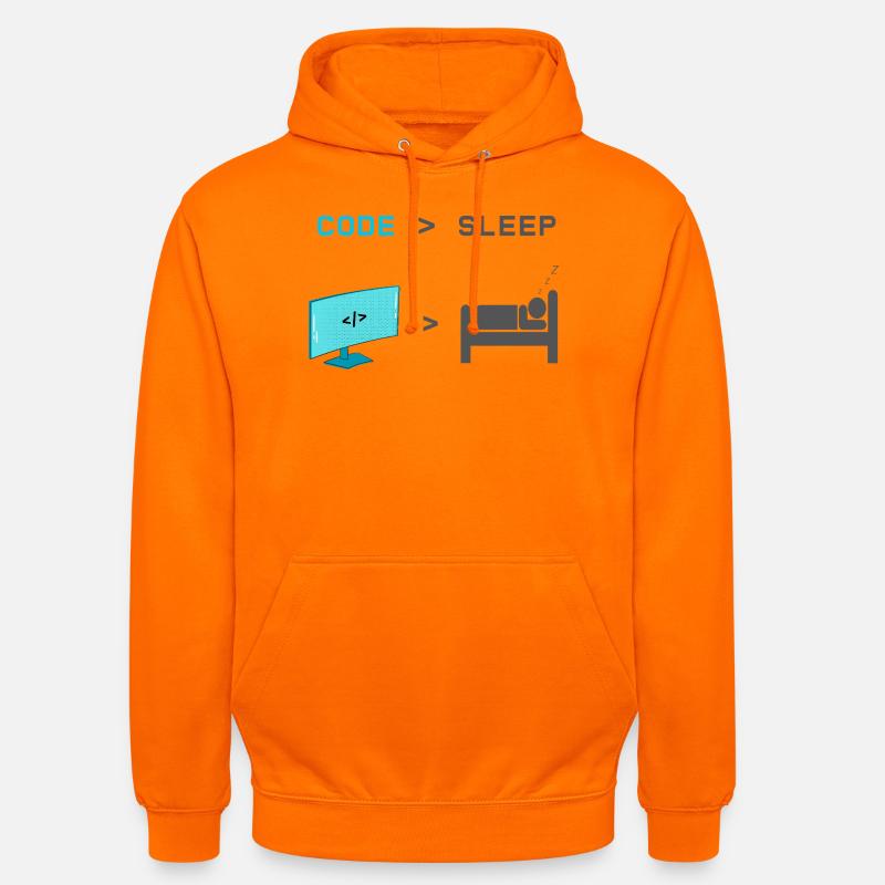 Code vs Veille : codeur en mode veille - Sweat-shirt à capuche unisexe - orange