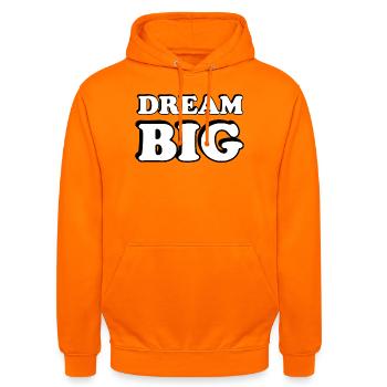 Dream Big Bold Typography - Unisex Hoodie - orange - Front - AI Model Male 185 light (185cm) & AI Model Female 180 light (180cm)