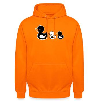 Duck Family - Mom with Ducklings Black and White - Unisex Hoodie - orange - Front - AI Model Male 185 light (185cm) & AI Model Female 180 light (180cm)