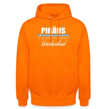Pirée - Sweat-shirt à capuche unisexe - orange - Devant - AI Model Male 185 light (185cm) & AI Model Female 180 light (180cm)
