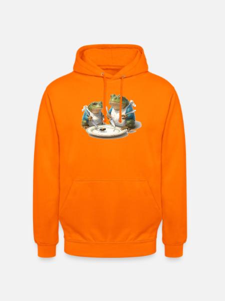 Frosch-Dinner: Fliege am Teller - Unisex Hoodie - Orange
